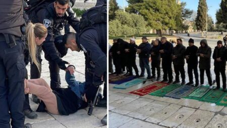 Gece yarısı Mescid-i Aksa’yı basan İsrail polisi yine rahat durmadı! Namaz kılan cemaati engellediler